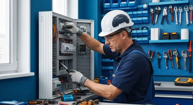 Dépannage électrique en Vendée — électricien intervenant sur un tableau électrique